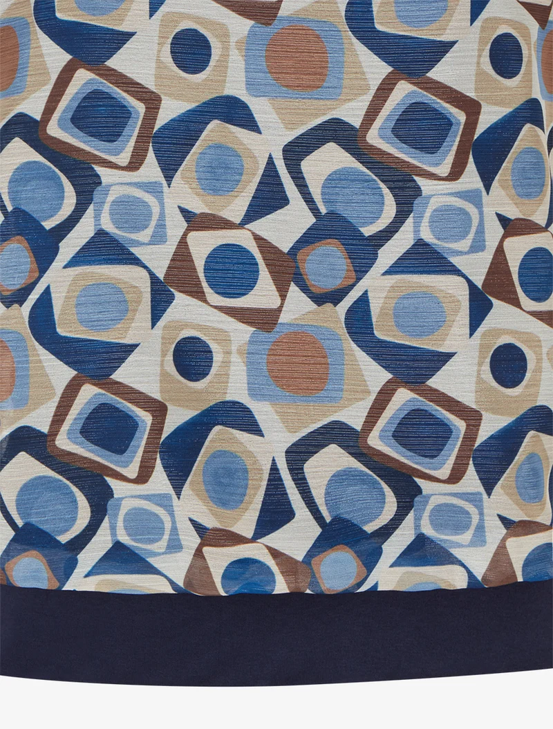 Blouse imprimé rétro à détail irisé - Marine