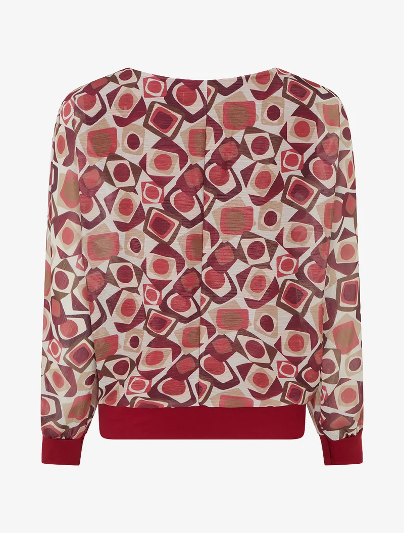 Blouse imprimé rétro à détail irisé - Bordeaux