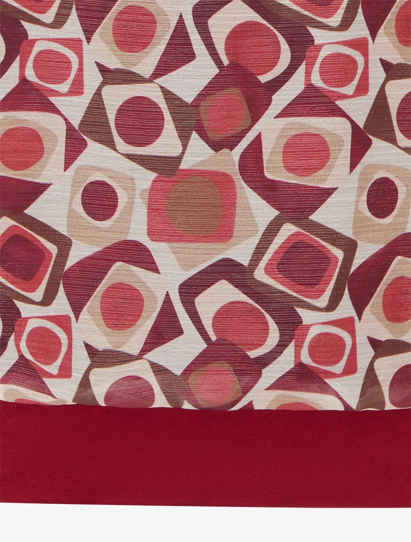 Blouse imprimé rétro à détail irisé - Bordeaux