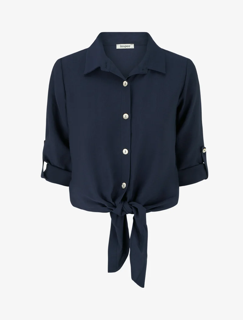 Chemise unie à nouer - Marine