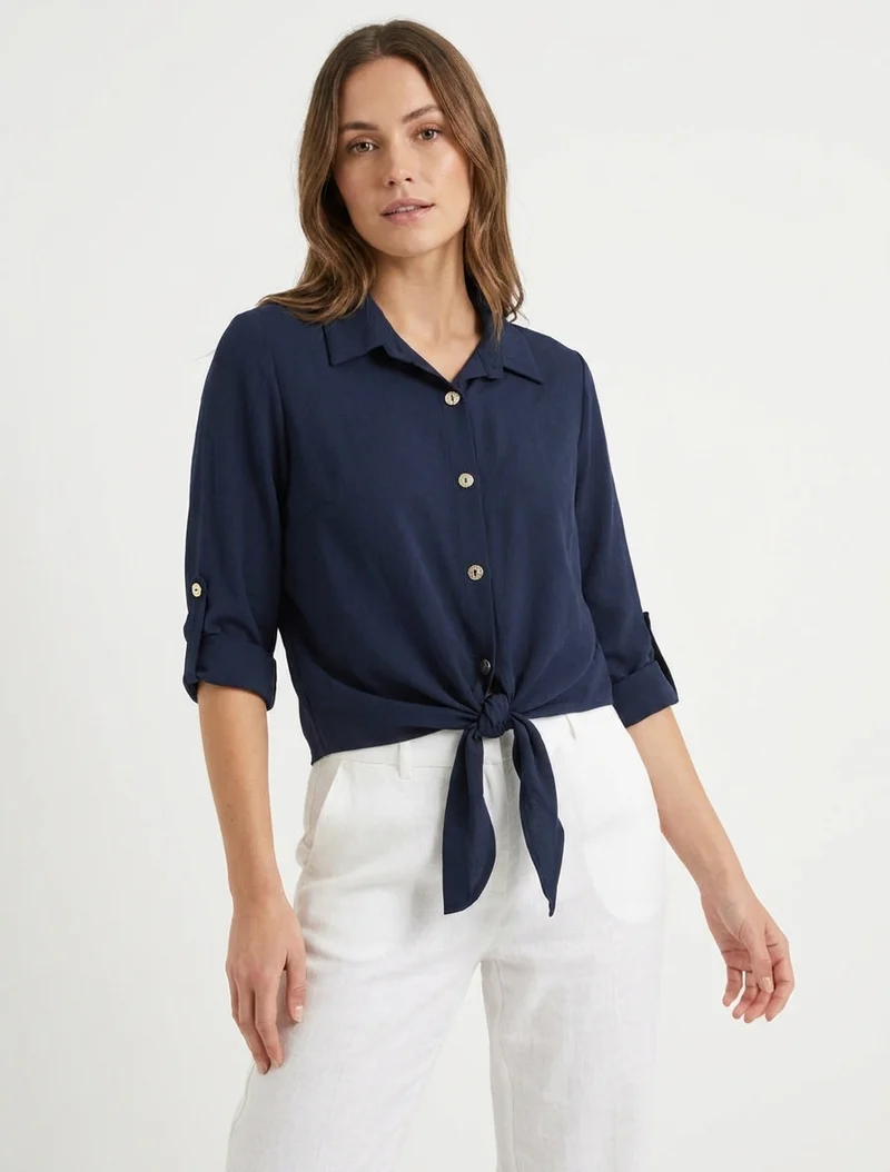Chemise unie à nouer - Marine