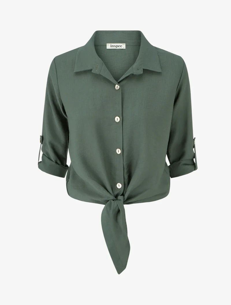 Chemise unie à nouer - Kaki