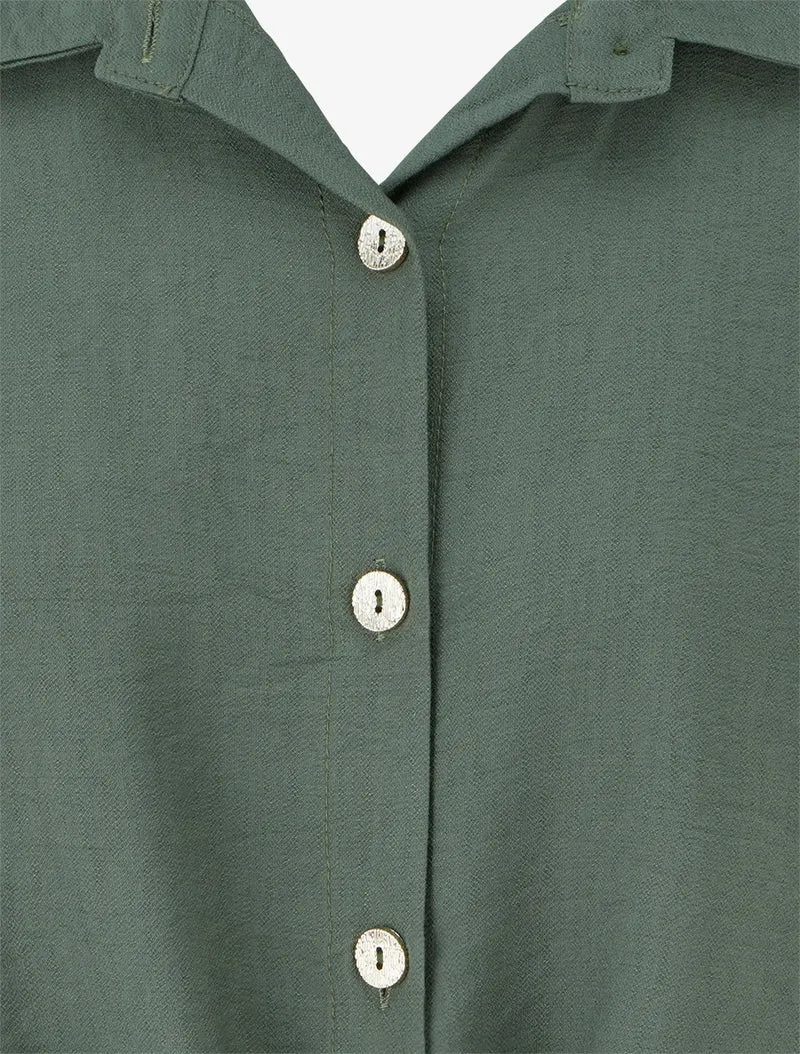 Chemise unie à nouer - Kaki