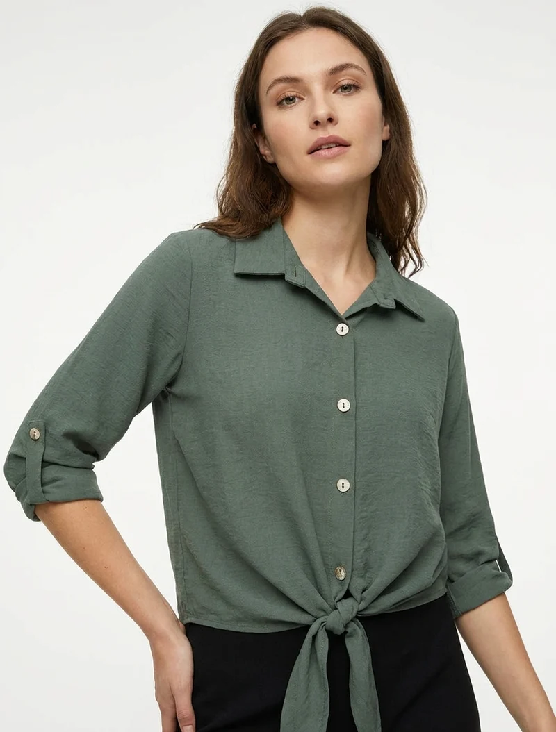 Chemise unie à nouer - Kaki