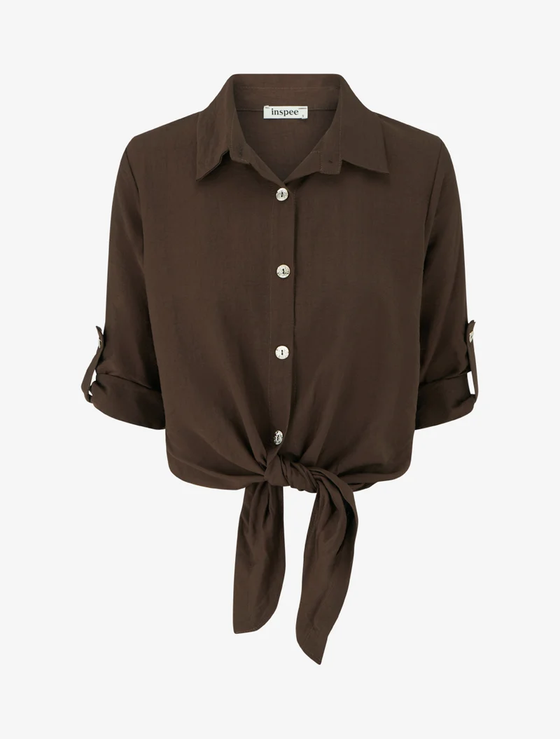 Chemise unie à nouer - Marron