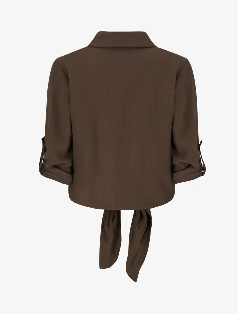 Chemise unie à nouer - Marron
