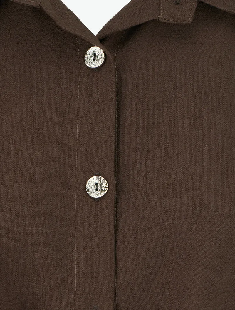 Chemise unie à nouer - Marron