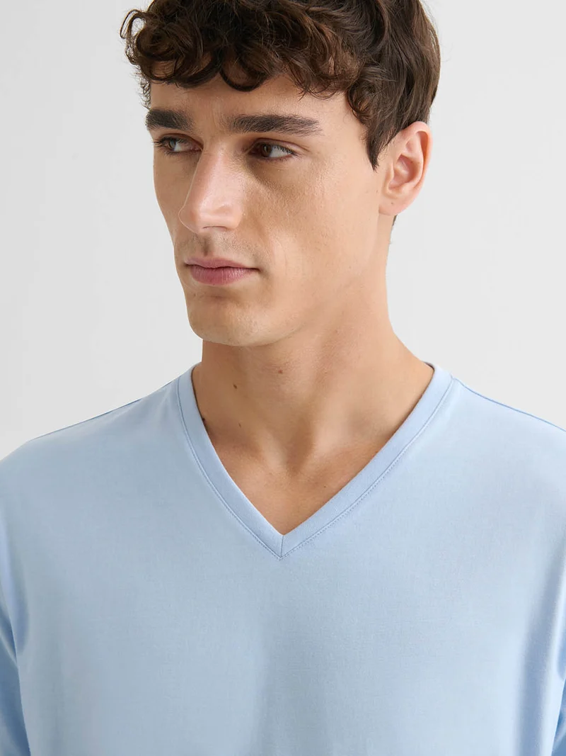 T-shirt col V mélange coton Supima®