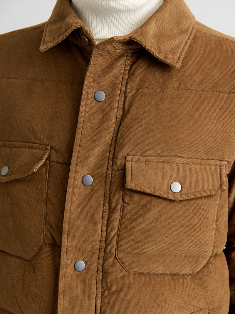 Blouson matelassé en velours col chemise