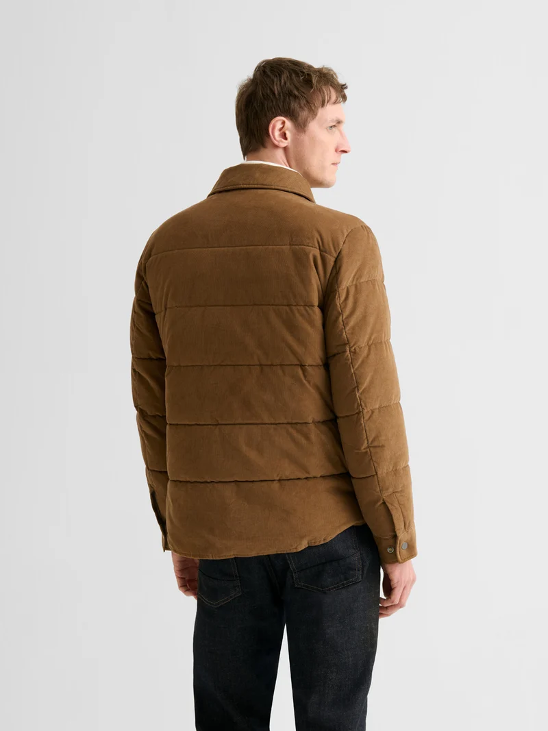 Blouson matelassé en velours col chemise