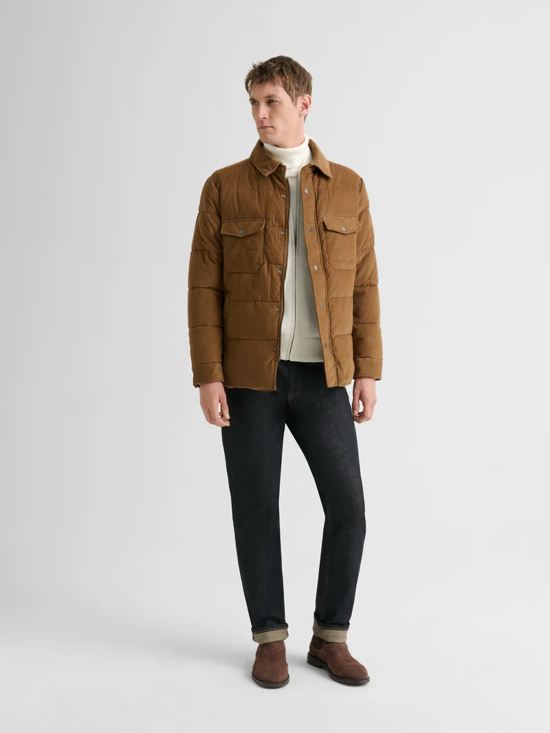 Blouson matelassé en velours col chemise