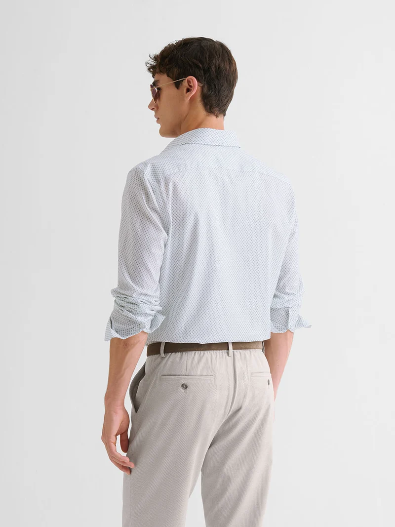 Chemise slim en coton à motif