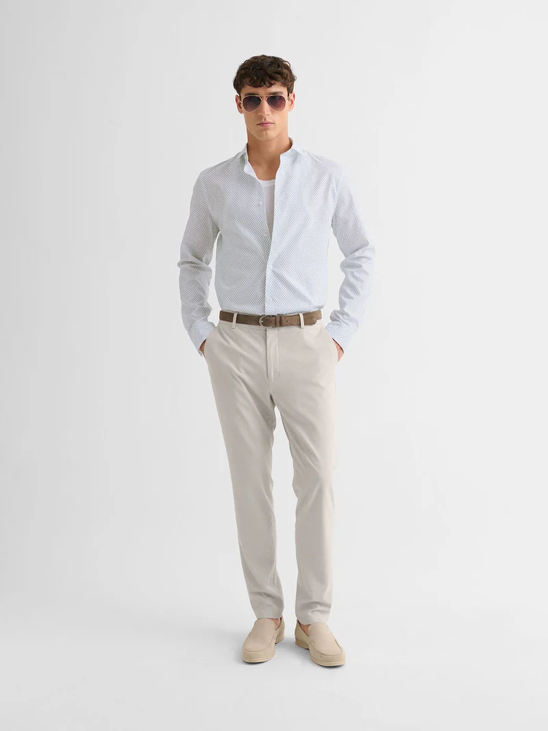 Chemise slim en coton à motif