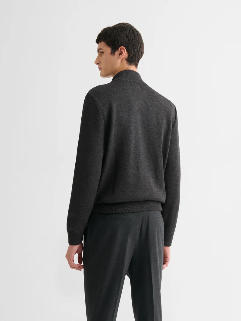 Cardigan col montant zippé chiné