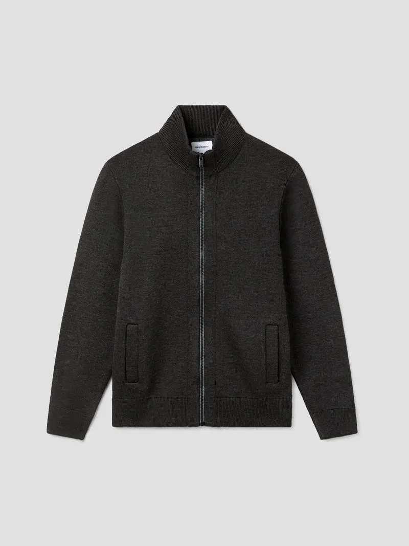 Cardigan col montant zippé chiné