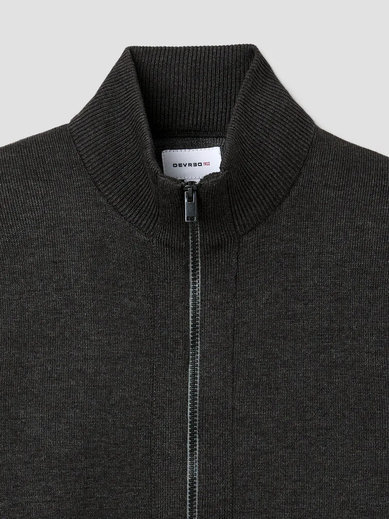 Cardigan col montant zippé chiné