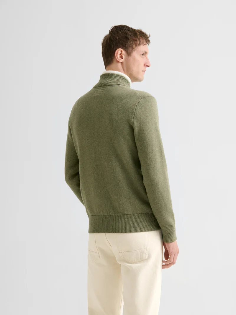 Cardigan col montant en coton cachemire