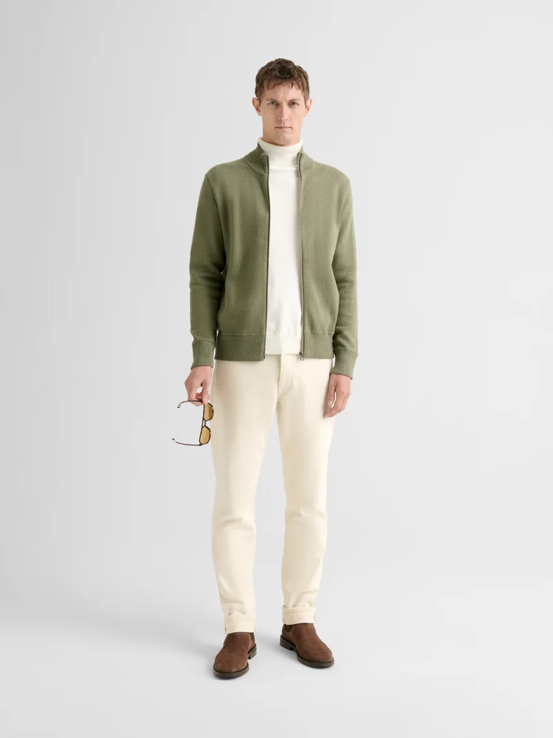 Cardigan col montant en coton cachemire