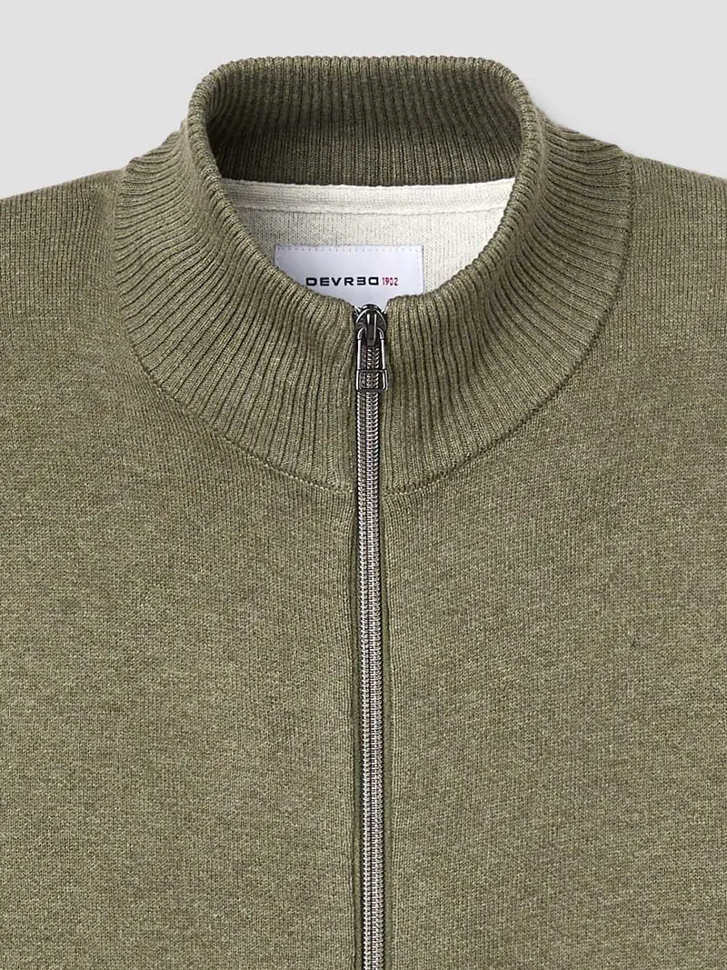 Cardigan col montant en coton cachemire