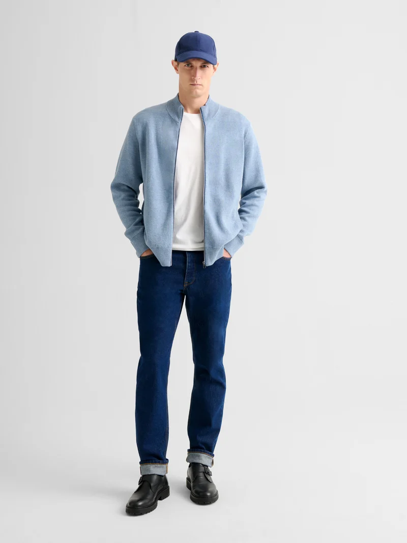 Cardigan col montant en coton cachemire