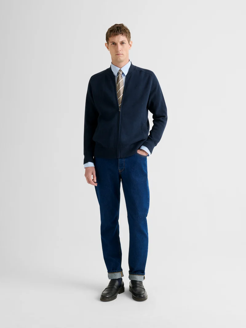 Cardigan zippé en coton cachemire