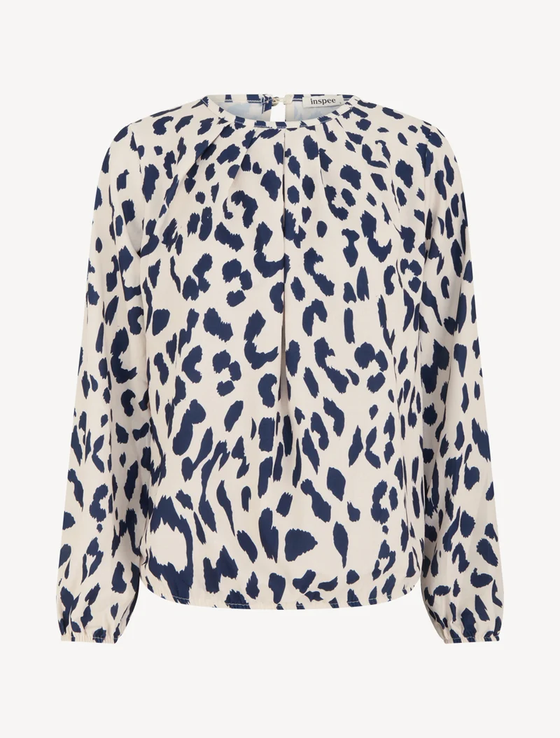 Blouse imprimé vache à col rond - Marine