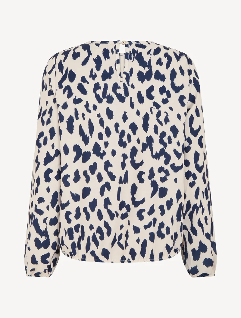 Blouse imprimé vache à col rond - Marine