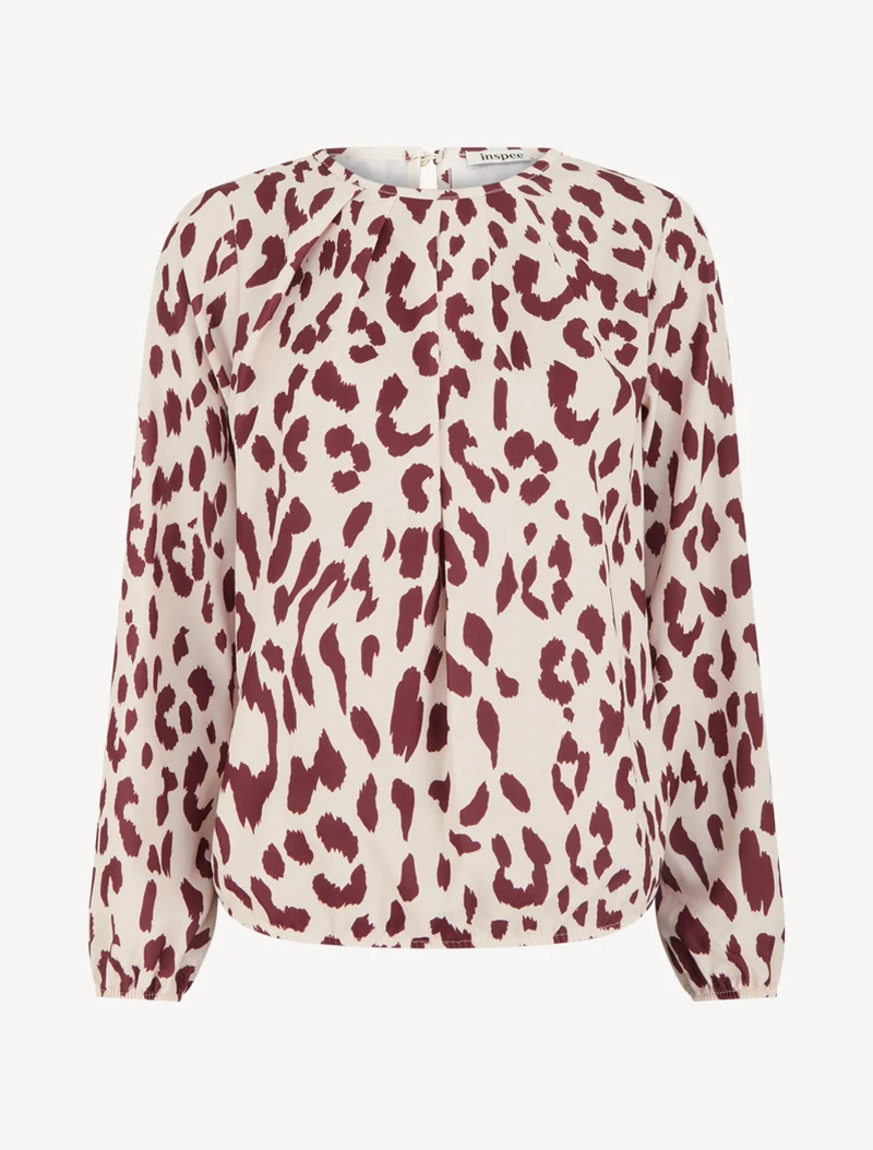 Blouse imprimé vache à col rond - Bordeaux