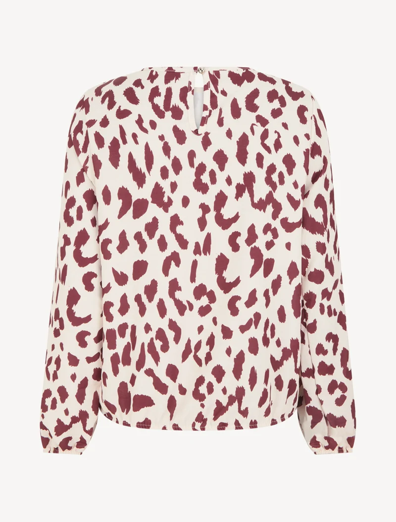 Blouse imprimé vache à col rond - Bordeaux