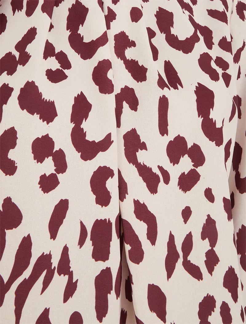 Blouse imprimé vache à col rond - Bordeaux