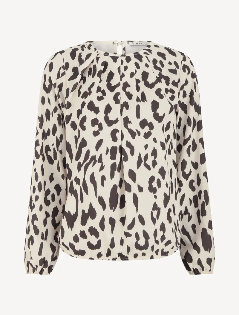 Blouse imprimé vache à col rond - Marron
