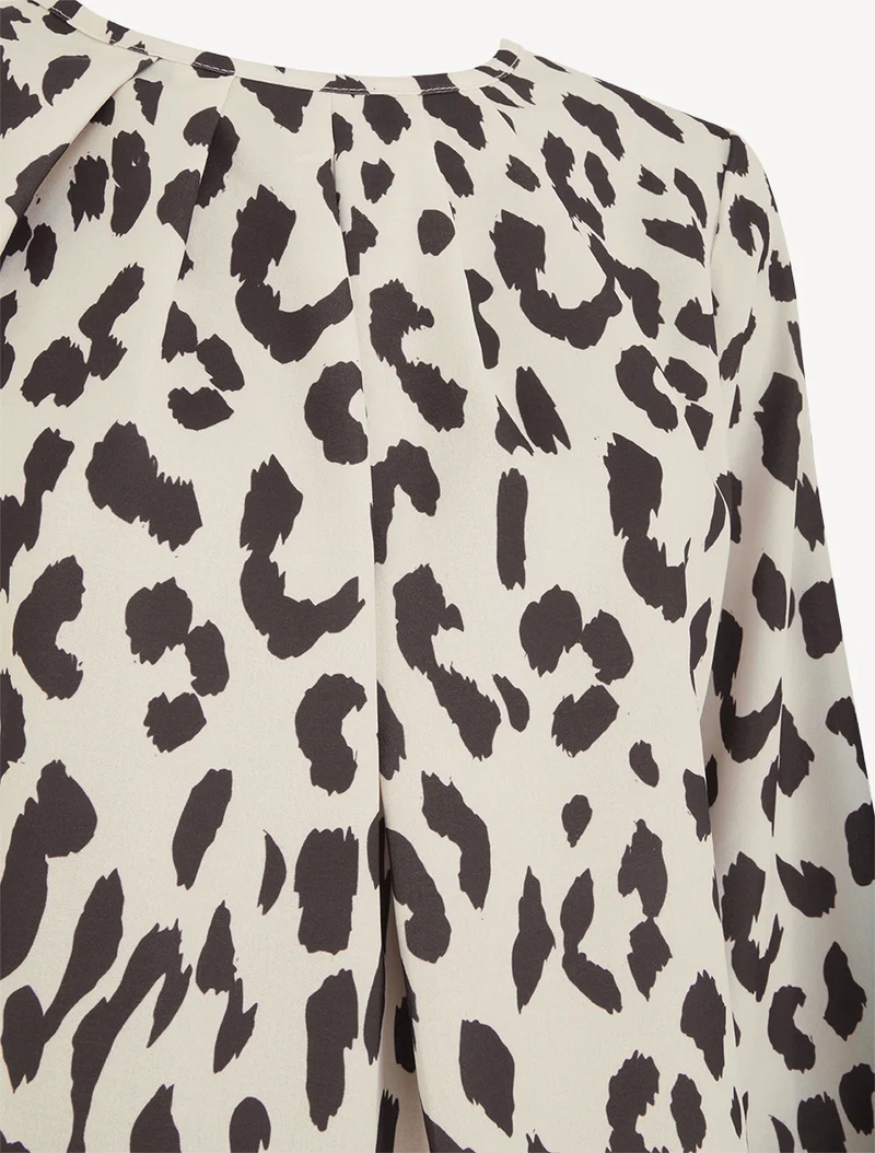 Blouse imprimé vache à col rond - Marron