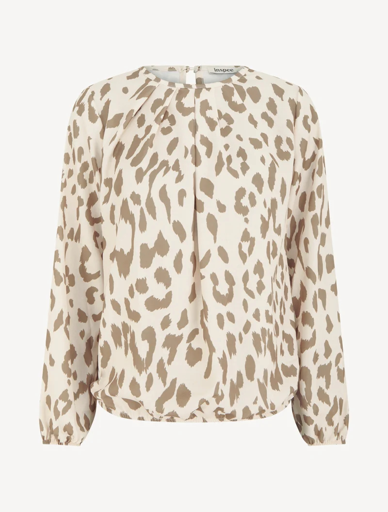 Blouse imprimé vache à col rond - Taupe
