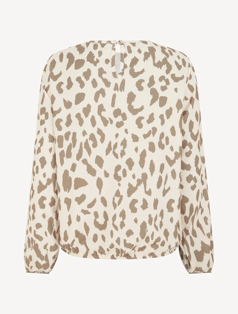 Blouse imprimé vache à col rond - Taupe