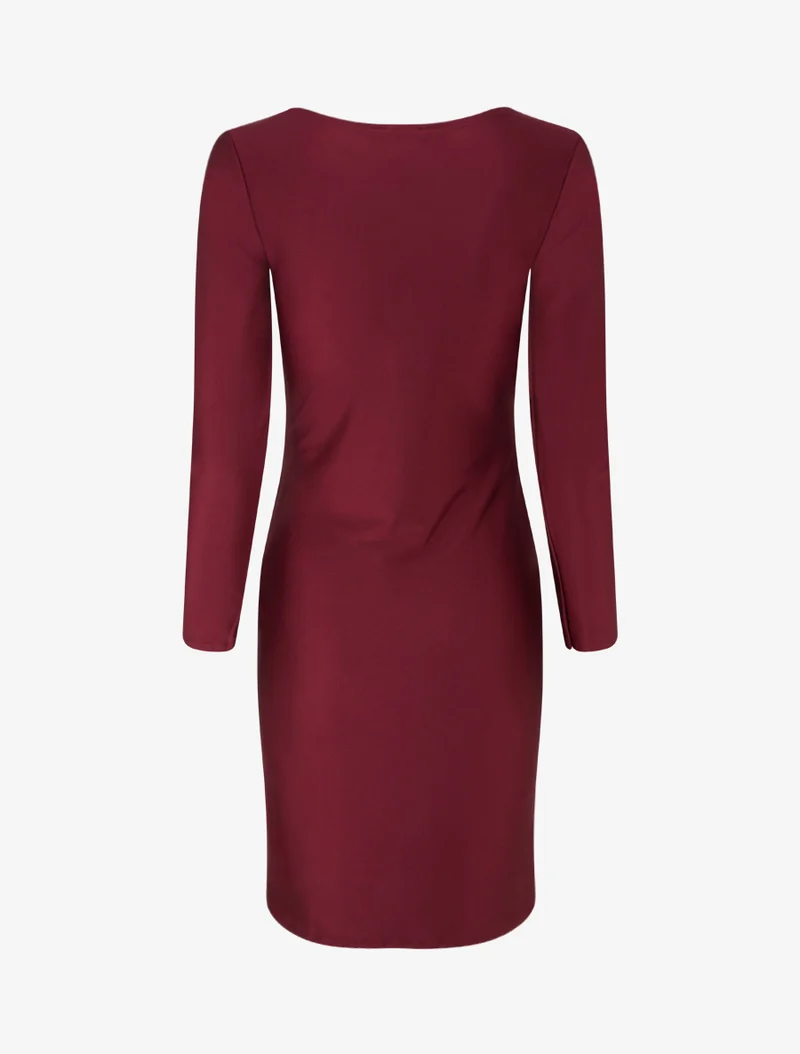 Robe mi-longue à bijou métal - Bordeaux