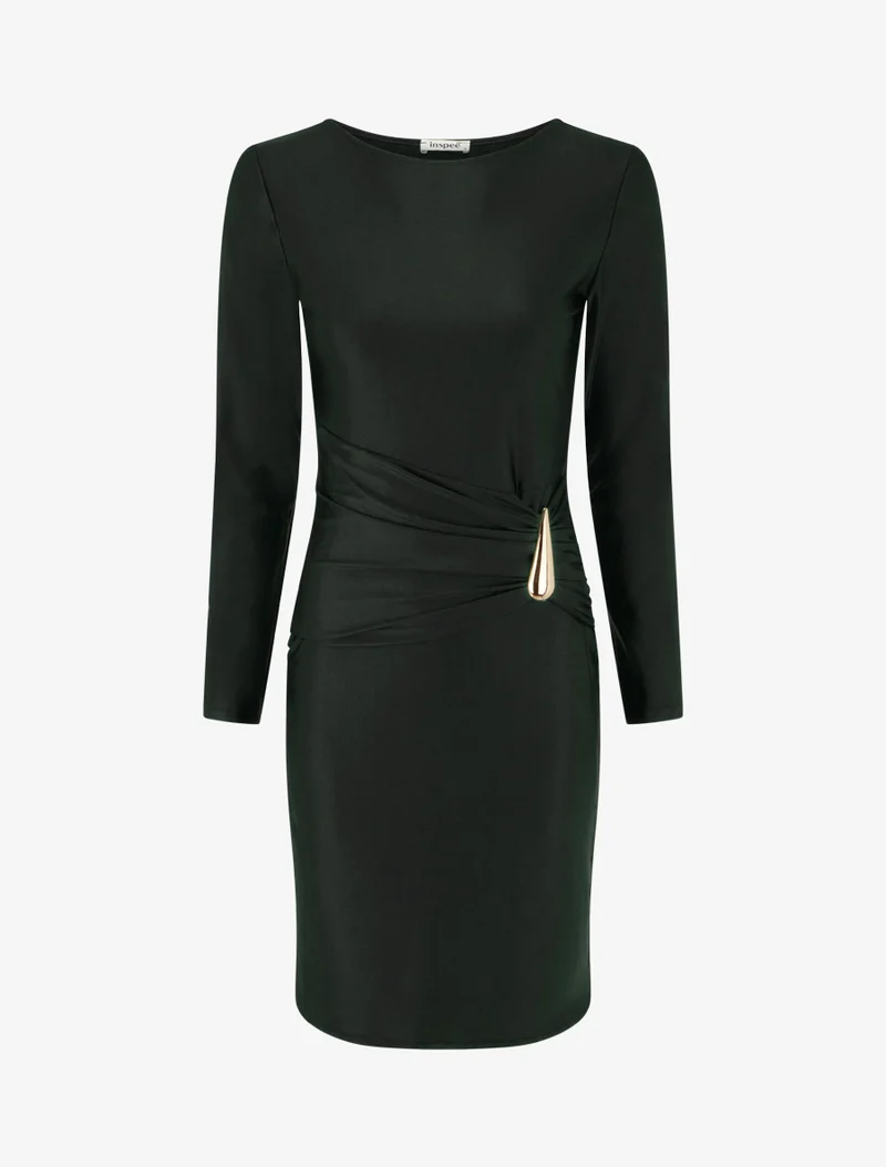 Robe mi-longue à bijou métal - Noir