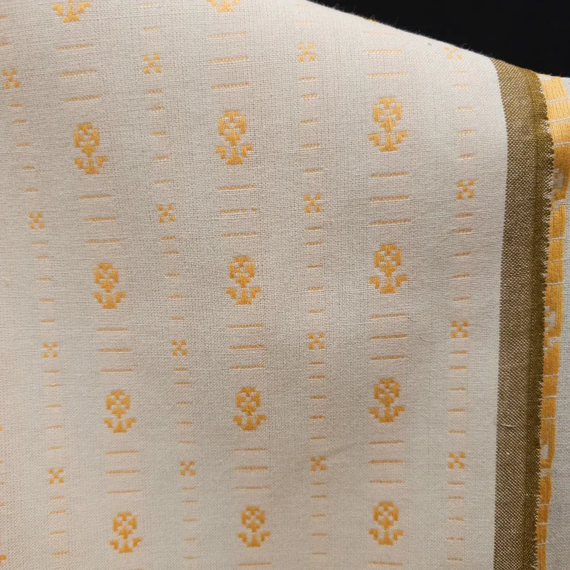 Tissé Teint | 100% Coton | Swedish Holiday | Hilde Floral en Jaune Doré | Fableism