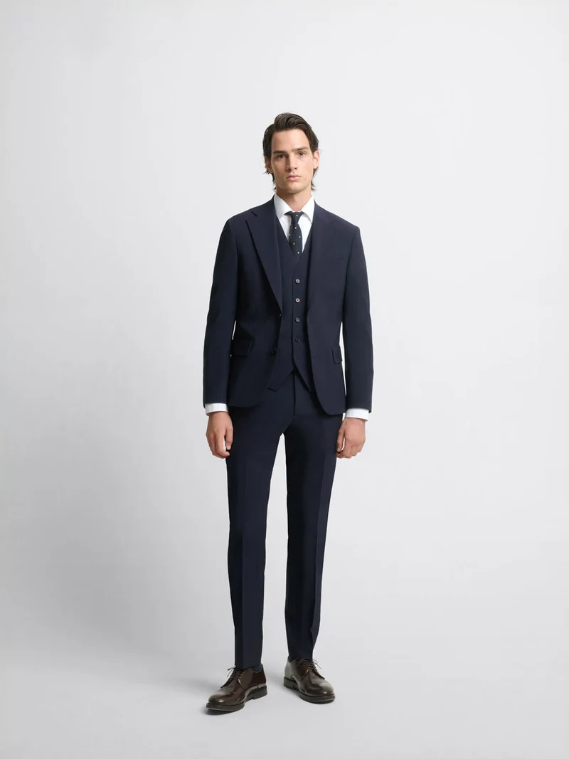 Costume 3 pièces slim bleu marine stretch