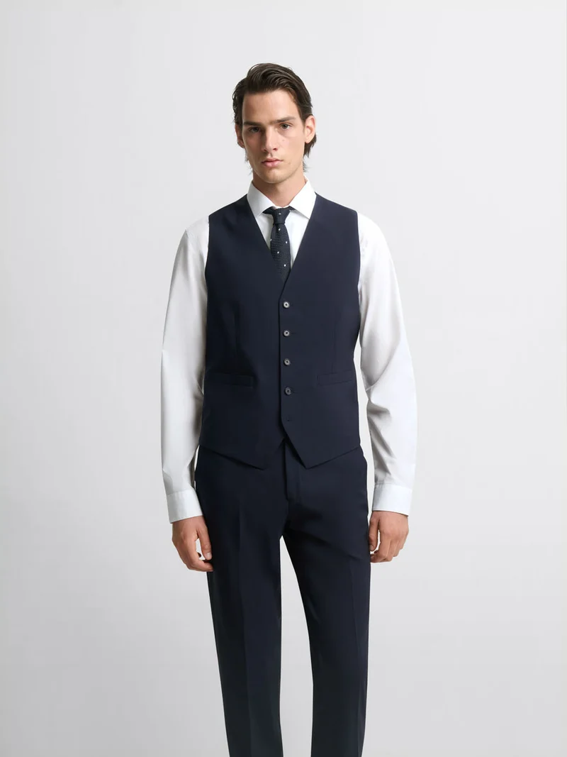 Costume 3 pièces slim bleu marine stretch