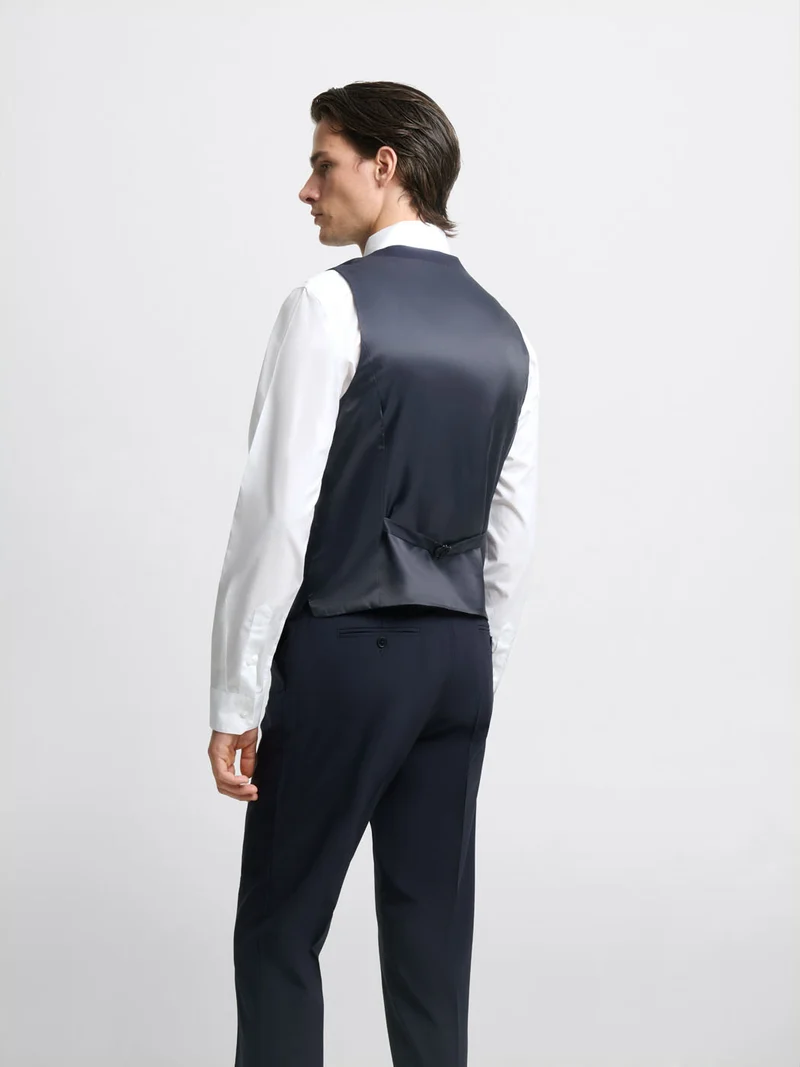 Costume 3 pièces slim bleu marine stretch