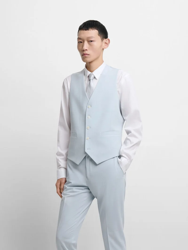 Costume 3 pièces slim bleu clair