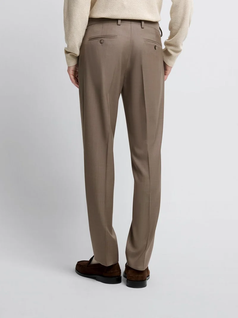 Costume 2 pièces slim en laine marron clair