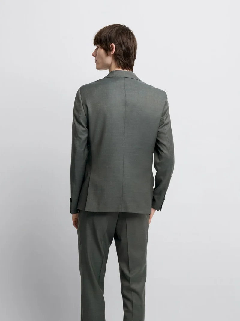 Costume 2 pièces slim en laine vert