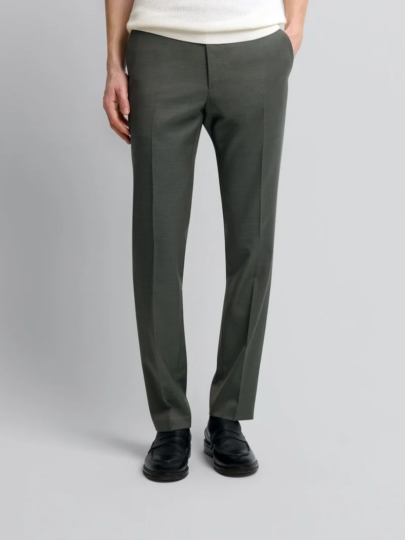 Costume 3 pièces slim en laine vert