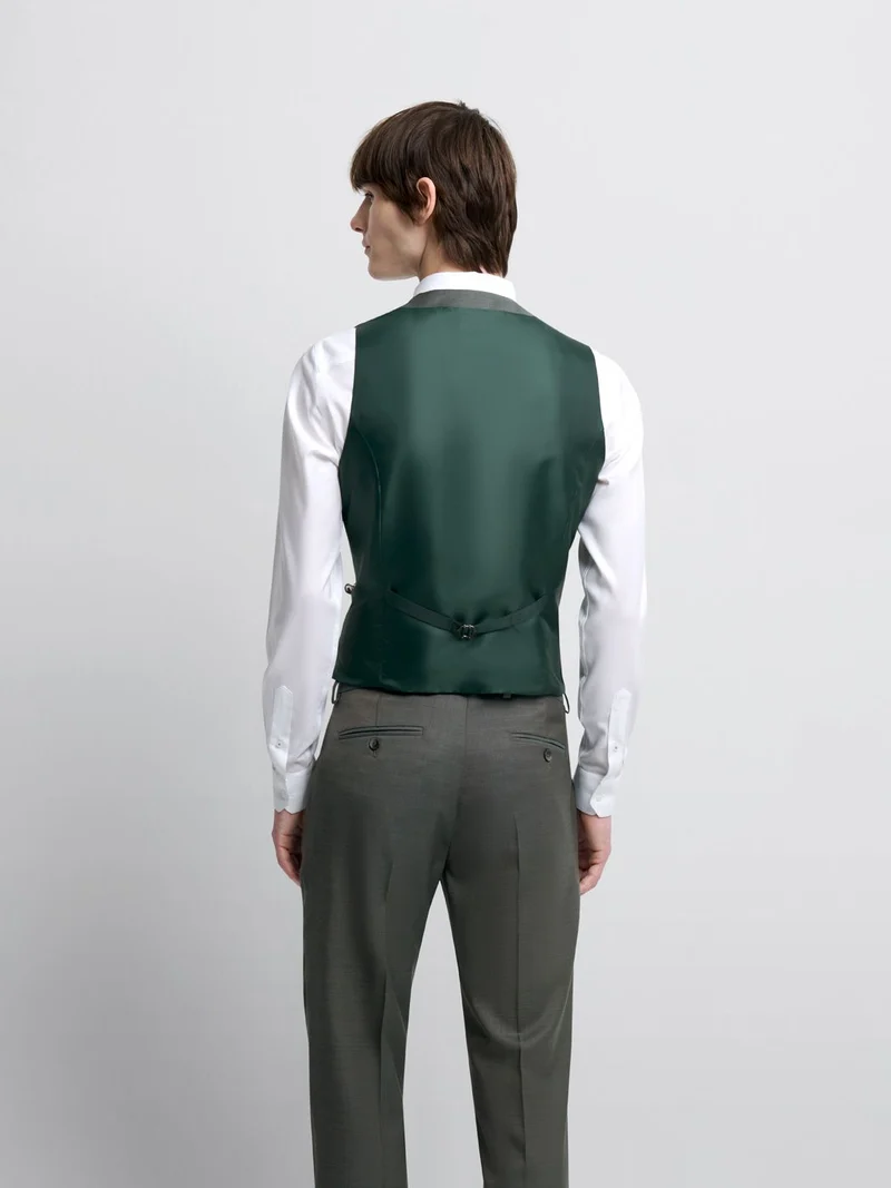 Costume 3 pièces slim en laine vert