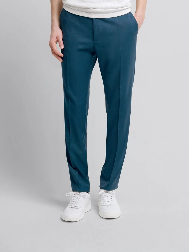 Costume 3 pièces slim en laine bleu canard