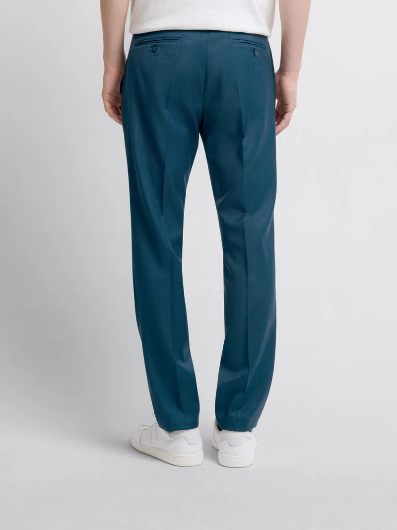 Costume 3 pièces slim en laine bleu canard