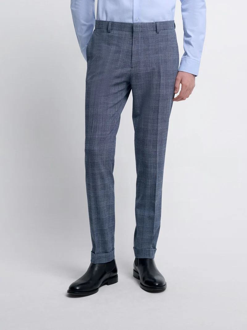 Costume 2 pièces slim bleu nuit à carreaux
