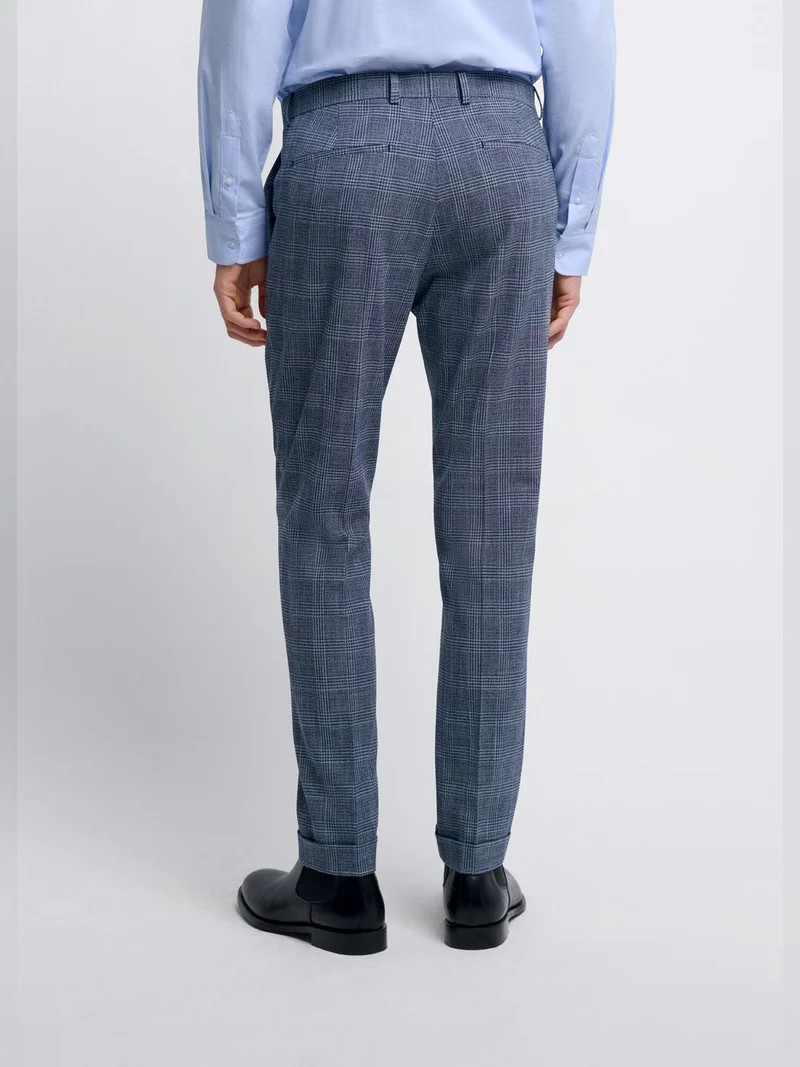 Costume 3 pièces slim bleu nuit à carreaux
