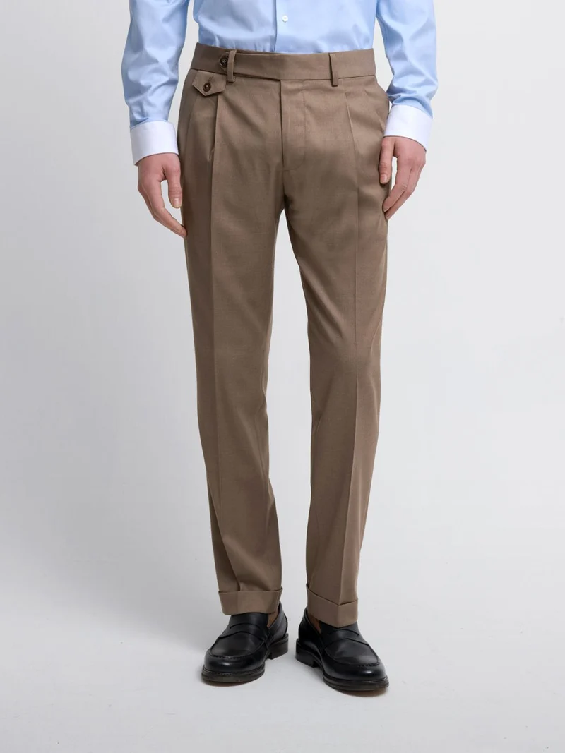 Costume croisé 2 pièces slim couleur tabac